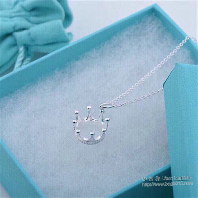 Tiffany純銀飾品 蒂芙尼女士專櫃爆款925皇冠素銀銀項鏈  zgt1597